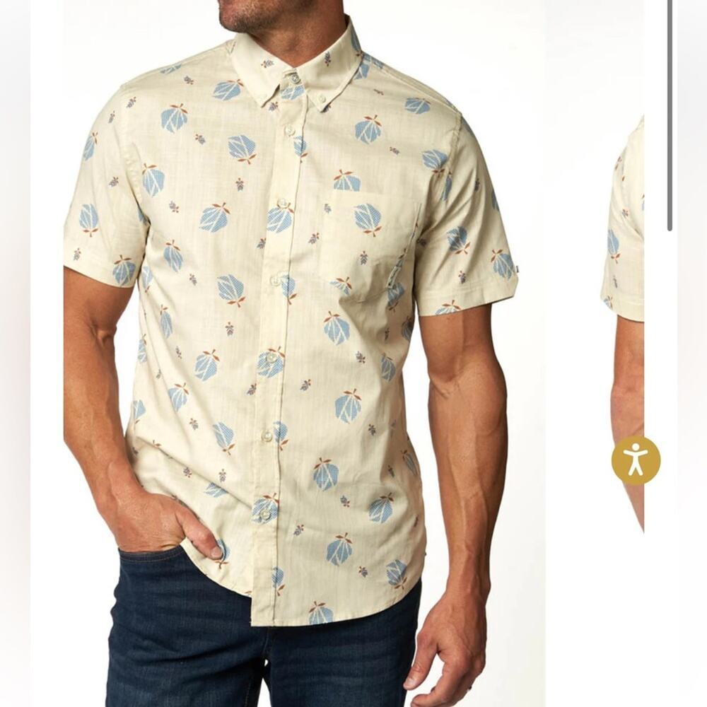 Ben Sherman Digital Floral‎ Print Short Sleeve Woven Button Down Shirt Sz S NEW